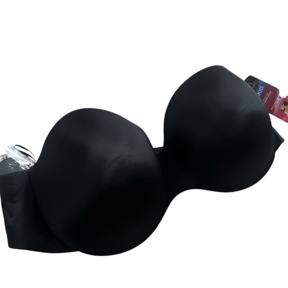 NWT Maidenform Strapless Bra Stay up Power Band Black Womens‎ 42D